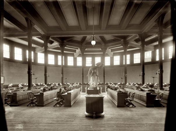 Photo showing: Guardian of Silence -- Ann Arbor, Michigan, 1901. University of Michigan library reading room.