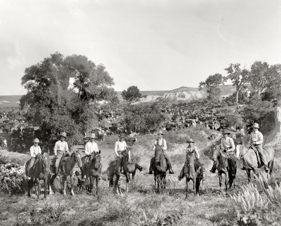Photo showing: On the Trail -- A group of Texas cowboys circa 1901.