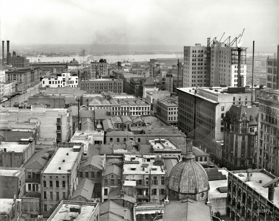Photo showing: New Orleans: 1910 -- New Orleans and Mississippi River from Hotel Grunewald.