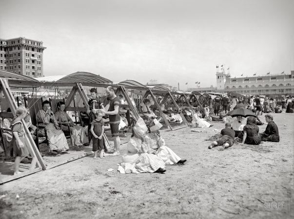 Photo showing: Catching Some Rays -- Atlantic City, New Jersey, 1904. On the beach.