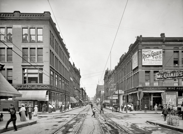 Photo showing: Seventh at Cedar -- Circa 1905. Seventh Street at Cedar, St. Paul, Minnesota.