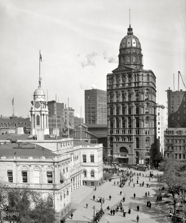 Photo showing: New York World -- Circa 1905. City Hall and New York World building.