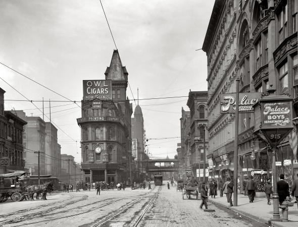 Photo showing: Kansas City, MO: 1906 -- Junction of Main and Delaware Streets.