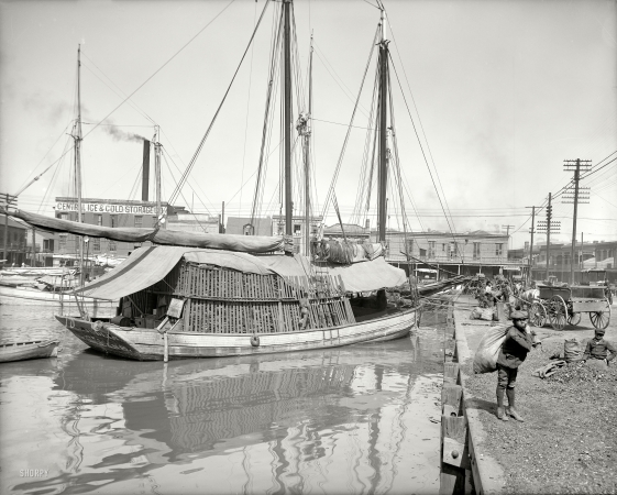 Photo showing: The Old Basin -- New Orleans circa 1906. Charcoal lugger in the Old Basin.