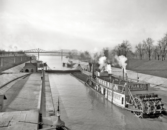 Photo showing: Louisville Locks -- The Ohio River circa 1906. Canal locks at Louisville, Kentucky.