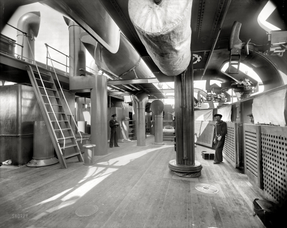Photo showing: Gangway for the Navy -- U.S.S. Oregon, gangway on superstructure deck, circa 1898.