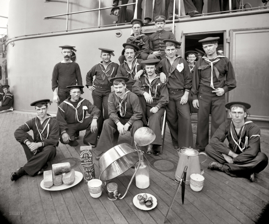 Photo showing: Sea Cooks -- Berth deck cooks, U.S.S. Oregon, circa 1897.