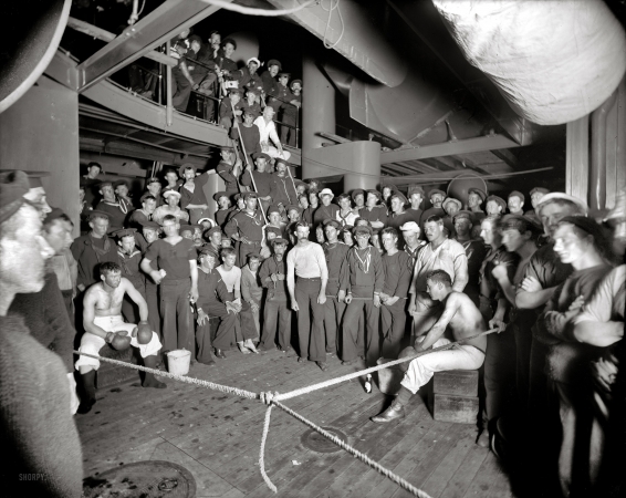 Photo showing: Fight Night -- Aboard the U.S.S. Oregon circa 1897. Waiting for the gong.