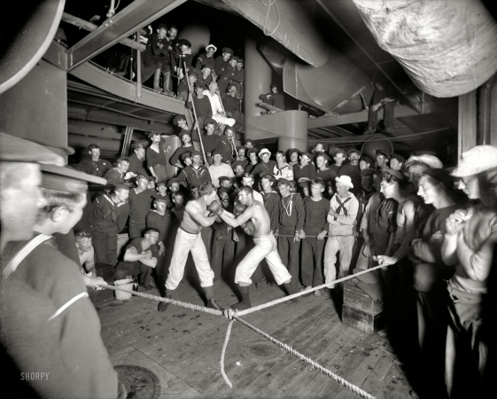 Photo showing: Navy Boxers -- Aboard the warship U.S.S. Oregon circa 1897. Second round.