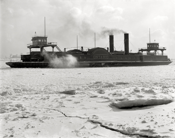 Photo showing: Ontario in the Ice -- Canadian Pacific transfer steamer Ontario in the ice, circa 1905.