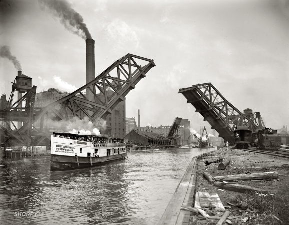 Photo showing: Bascule Bridge -- Chicago circa 1905. 12th Street Bascule Bridge.