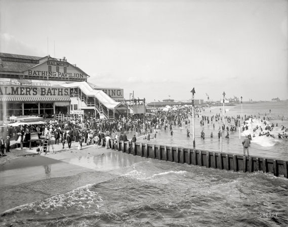 Photo showing: Balmers Baths -- New York circa 1908. Balmer's bathing beach, Coney Island.
