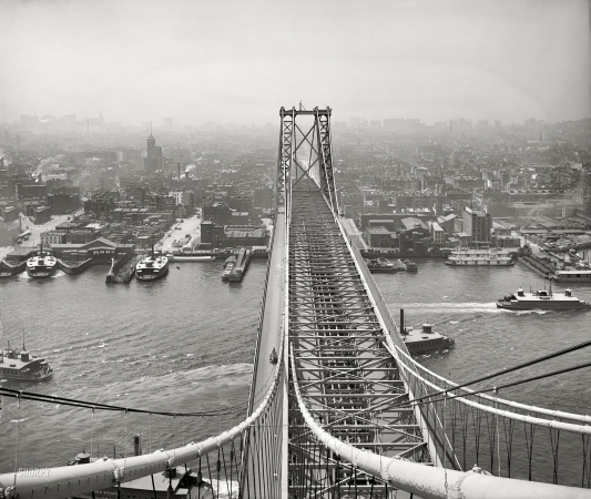 Photo showing: Bridge to Brooklyn -- New York circa 1903. East River from Brooklyn tower of Williamsburg Bridge.