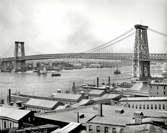 Photo showing: Williamsburg Bridge -- Crossing the East River. New York circa 1904.