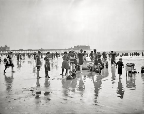 Photo showing: Hello from the Beach -- On the beach, Atlantic City, circa 1904.