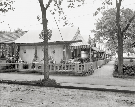 Photo showing: Picket-Fences -- Ocean Grove, New Jersey, circa 1905. Tent life.