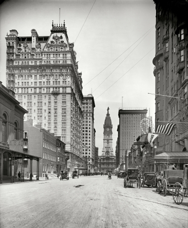 Photo showing: Broad Street: 1907 -- City Hall, Broad Street north from Locust, Philadelphia.