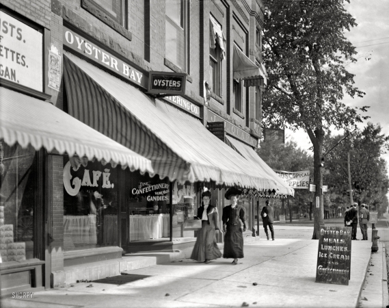 Photo showing: Oyster Bay Cafe -- Ann Arbor, Michigan, circa 1905.