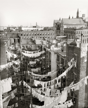 Photo showing: Tenement Washlines -- New York City, circa 1900-1910.