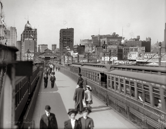 Photo showing: Manhattan Terminal: 1907 -- The Brooklyn Bridge Promenade and Manhattan Terminal.
