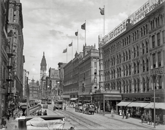 Photo showing: Market Street, Philadelphia -- Philadelphia circa 1905. Market Street at Eighth.