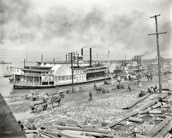 Photo showing: Memphis Levee -- Sidewheeler James Lee on the Mississippi River circa 1900.