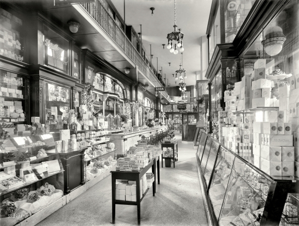Photo showing: Candy Soda Drugs Kodaks -- New York circa 1910-1915. N.Y. Drug Store, Pennsylvania Station.