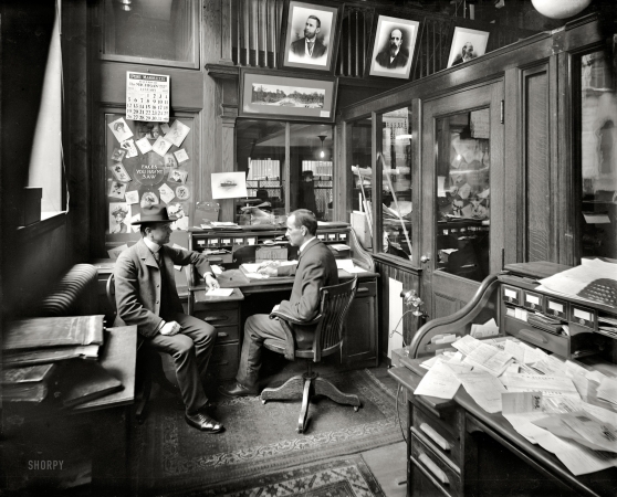 Photo showing: Office Visit -- Detroit, Michigan. January 1902. Richmond & Backus Co. office.