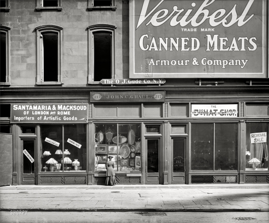 Photo showing: Window Shopping in New York -- John C. Graul's art store, 217 Fifth Avenue, circa 1900.
