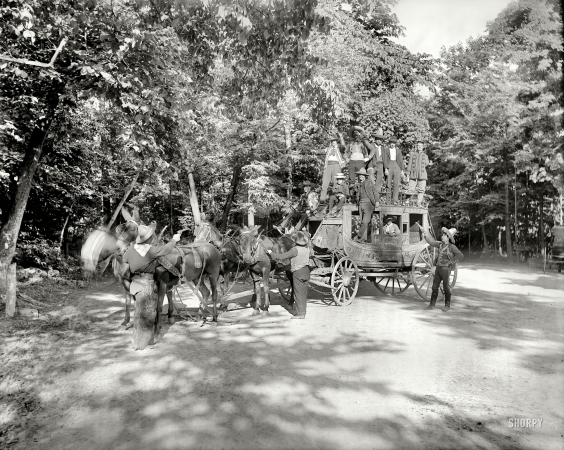 Photo showing: The Wild Wild East -- A Hold Up. Pawnee Bill's Wild West Co. June 23, 1898, Niagara Falls, New York.