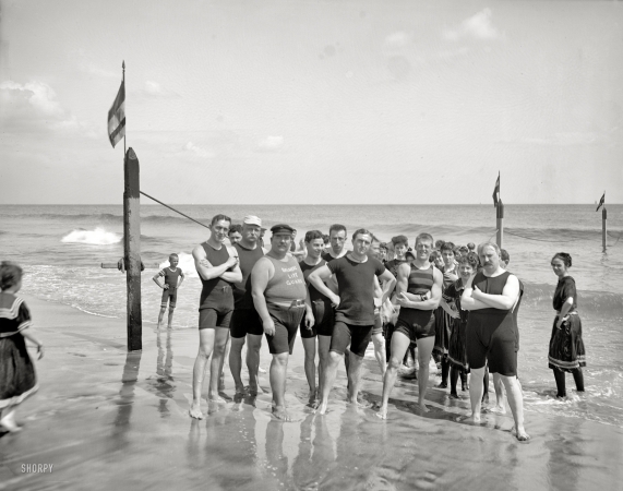 Photo showing: Captain of the Guards -- New York circa 1905. Capt. Riley and lifeguards, Coney Island.