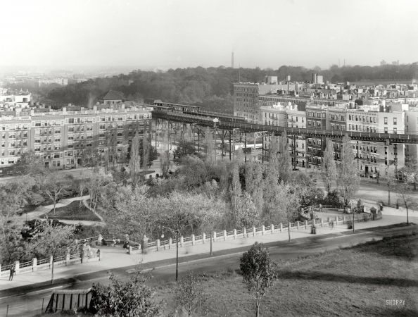 Photo showing: Above It All -- New York circa 1908. Morningside Park and elevated line.