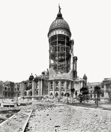 Photo showing: San Francisco City Hall -- San Francisco, April 1906. Tower of City Hall after earthquake and fire.