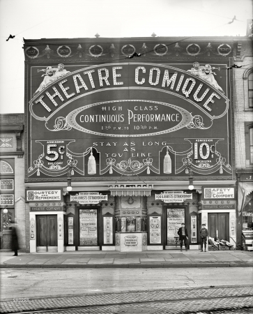 Photo showing: Theatre Comique -- Detroit, Michigan, circa 1910. Theatre Comique. Bring the kids!