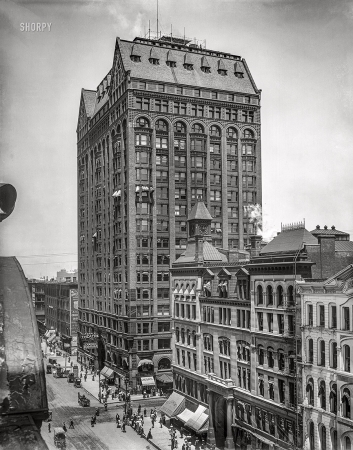 Photo showing: A Brick House -- Sept. 11, 1900. Chicago Masonic Temple, Randolph and State Streets.