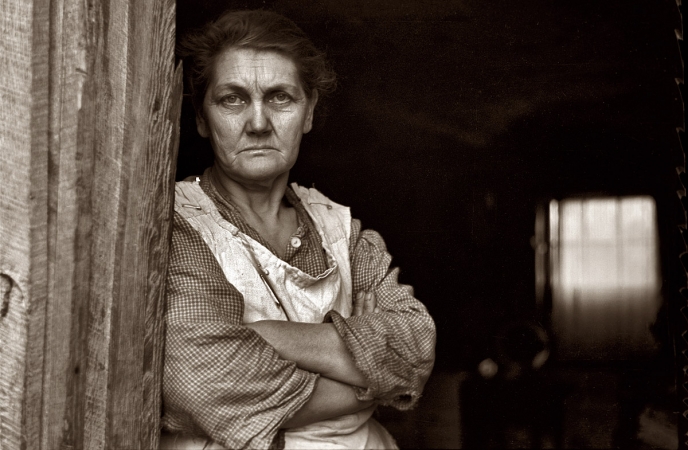 Photo showing: Farm Wife -- April 1936. Wife of rehabilitation client. Jackson County, Ohio.