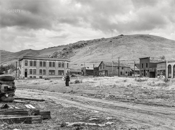 Photo showing: After the Gold Rush II -- June 1939. Ghost mining town. Pony, Montana.