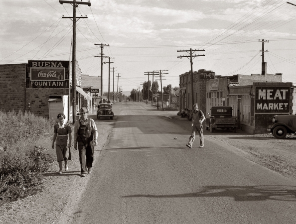 Photo showing: Downtown Buena -- August 1939, Buena, Washington. Yakima Valley small town whose
county ranks fifth in the United States in value of agricultural production.