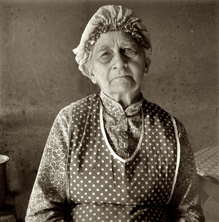 Photo showing: Grandmother -- Lives with family. Farm Security Administration borrower. Willow Creek area. Malheur County, Oregon, October 1939.