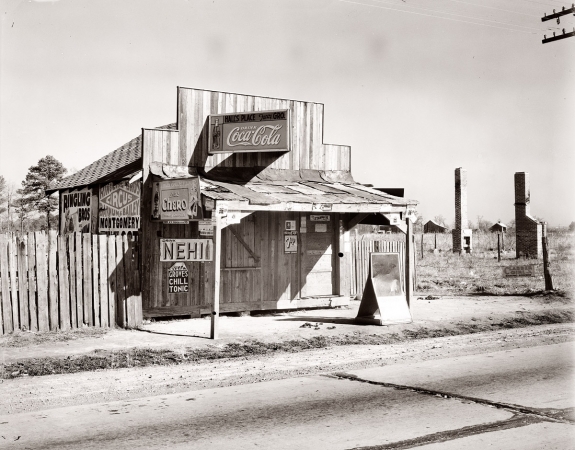 Photo showing: Fancy Grocery -- December 1935. Coca-Cola shack in Alabama.