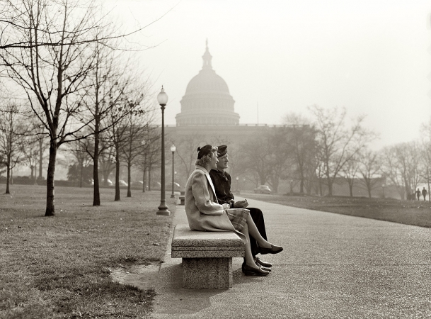 Photo showing: A Capitol Moment -- Sightseeing on their first day in Washington, D.C., December 1943.
