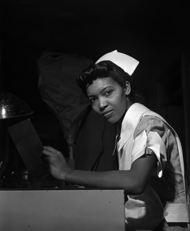 Photo showing: Student Nurse: 1942 -- Lydia Monroe of Ringold, Louisiana, student nurse at Provident Hospital in Chicago, Illinois.
