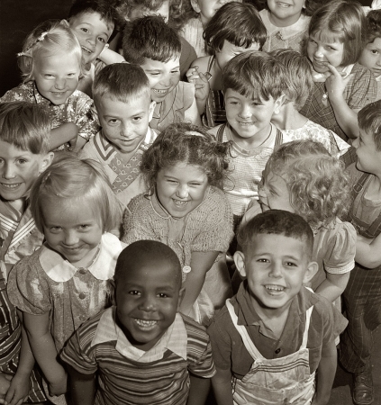 Photo showing: A Happy Bunch -- June 1942, Brooklyn, New York. Nursery children at the Community Center, Red Hook housing development.