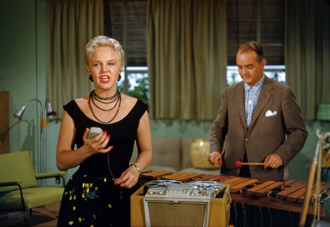 Photo showing: A Day to Marimba -- 1955. Peggy Lee accompanied by Sonny Burke. Soundtrack for Walt Disney cartoon feature 'Lady and the Tramp'.