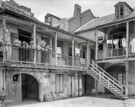 Photo showing: Hung Out to Dry. -- New Orleans circa 1937. Courtyard, 620-621 Gov. Nicholls Street.