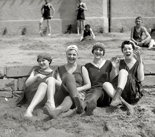 Photo showing: Candid Camera -- Washington, D.C., 1920. Mary Claphet, Irene & Ella Sherer, Mary Facenire.