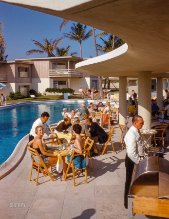 Photo showing: Posh Lunch -- December 1954. La Coquille Club, Palm Beach, Florida.