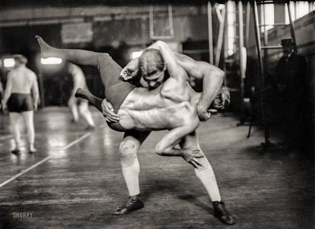 Photo showing: Please Hold -- New York, 1908. George Bothner and John Perelli (standing).