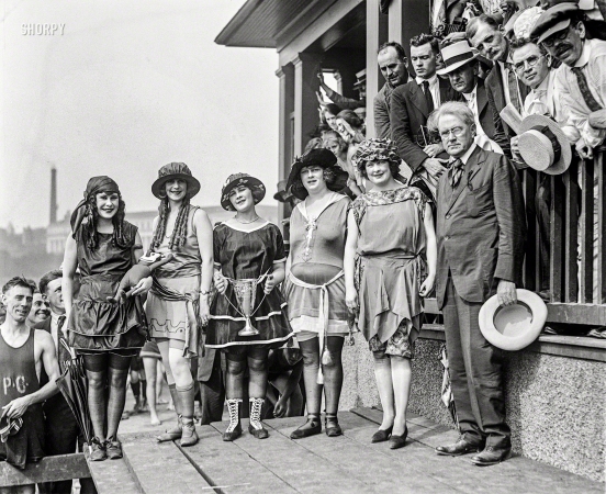 Photo showing: Loving Cup Lovelies -- Washington, D.C.. June 25, 1921. Bathing Beach costume contest.