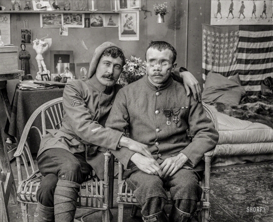 Photo showing: Alexandre -- France. April 1918. Alexandre the blind mutile and comrade.